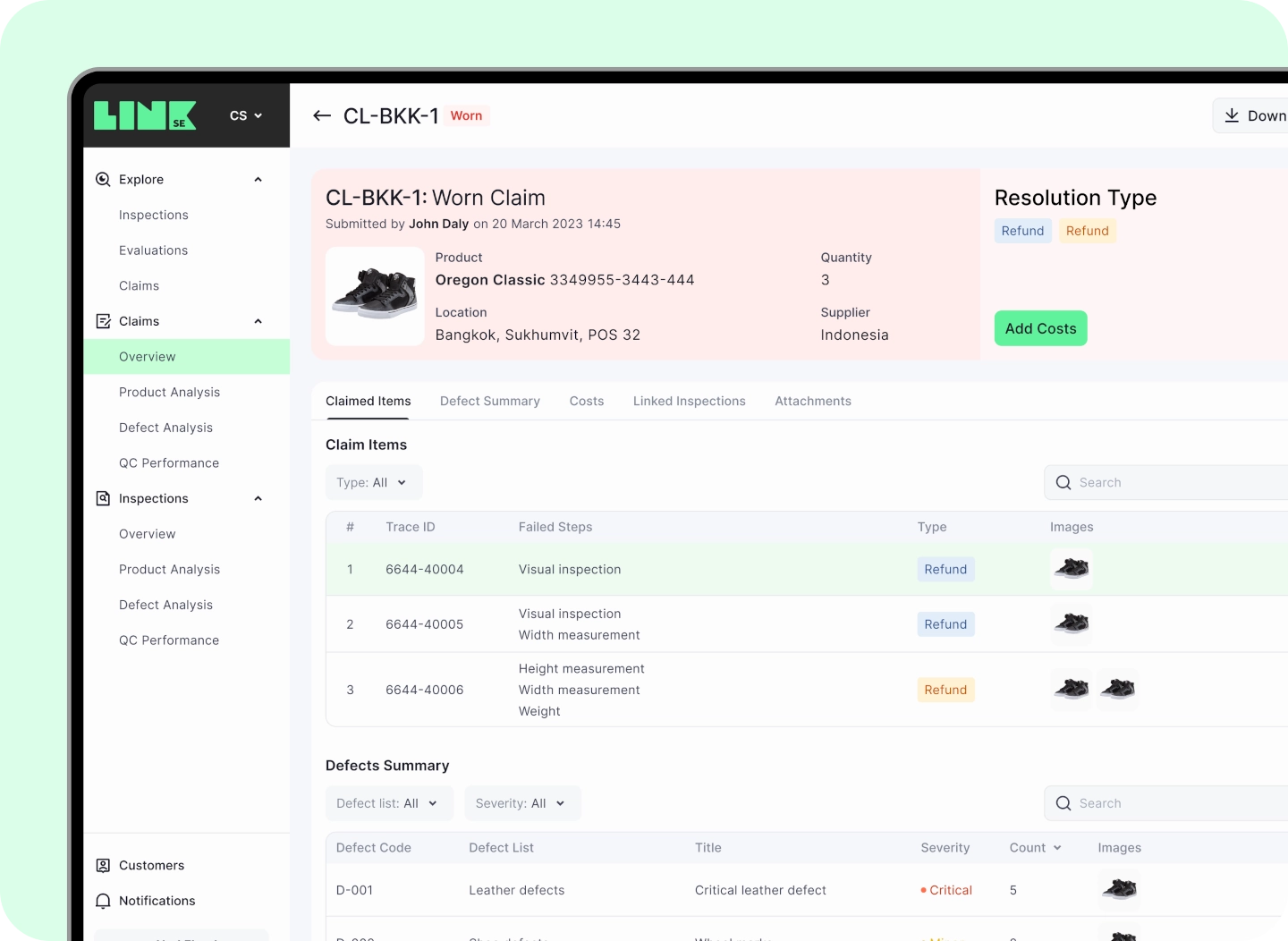Customer satisfaction and feedback tracking interface