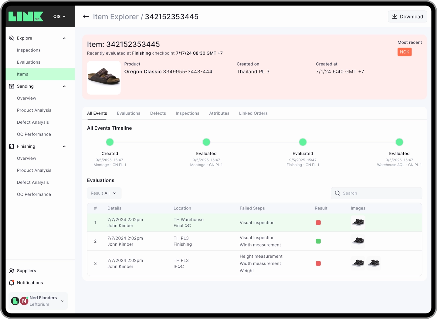Web portal for reviewing reports and historical inspection data