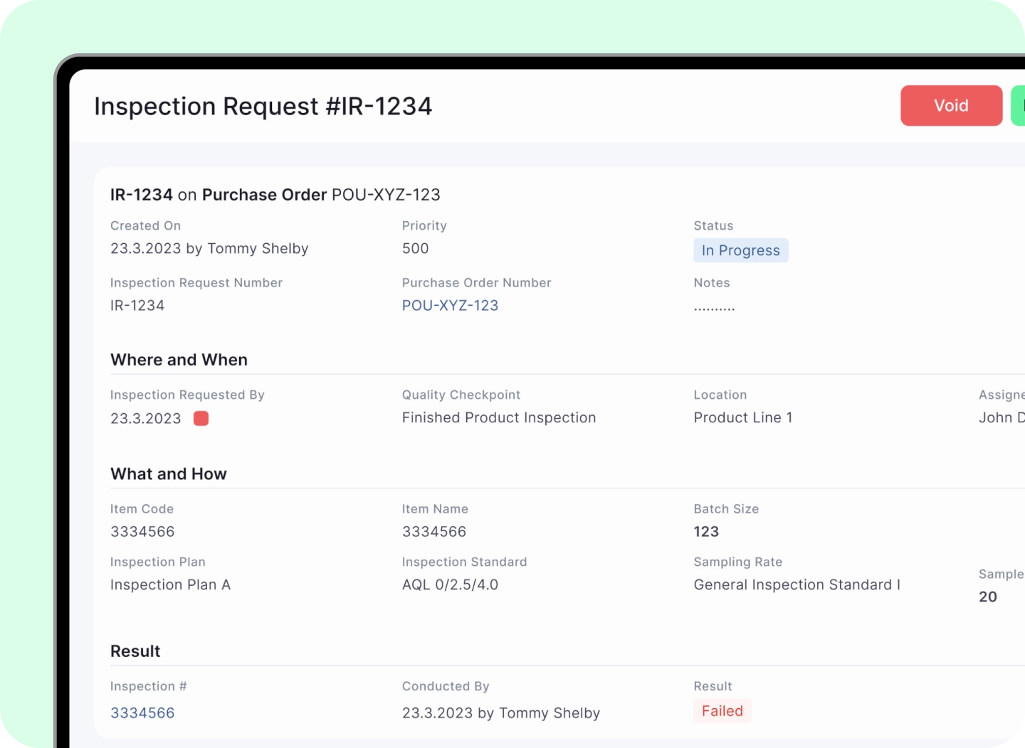 Inspection planning calendar with resource management